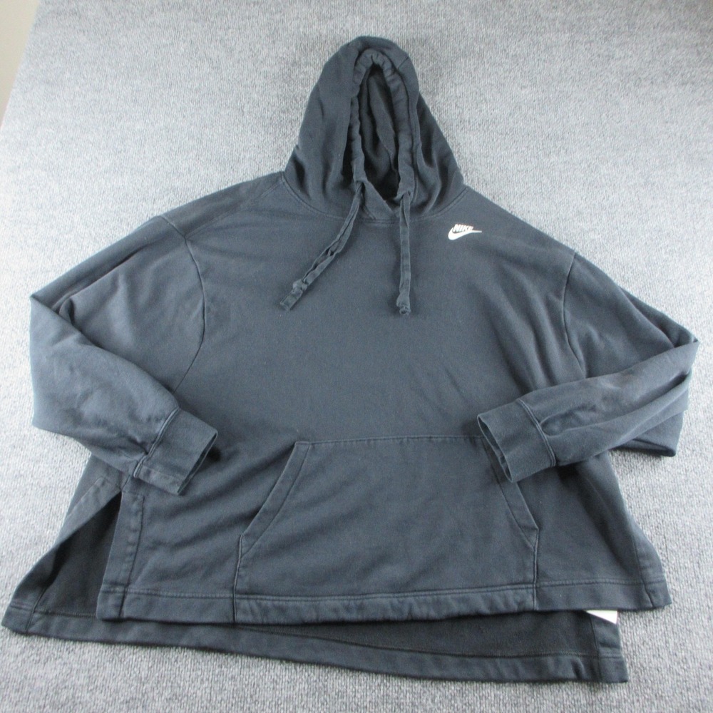 Nike Hoodie Womens 3XL Black Fleece Pullover Kangaroo Pocket Swoosh Sweatshirt
